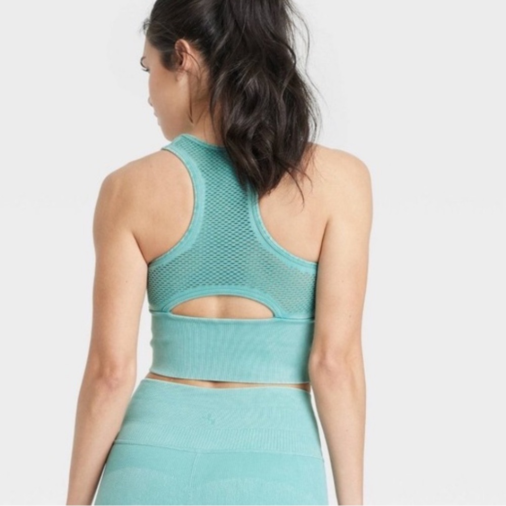 Seamless Mint Racerback Sports Bra Crop